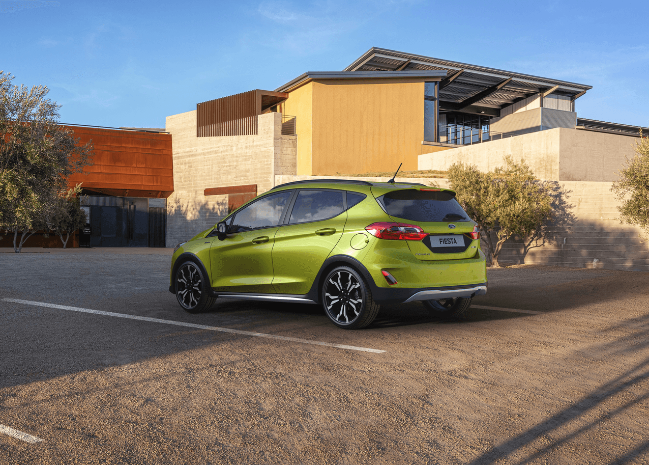 Ford Fiesta MHEV 2020 in olive green on driveway