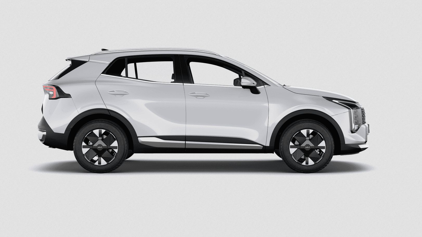 Kia Sportage Hybrid SUV side profile in white