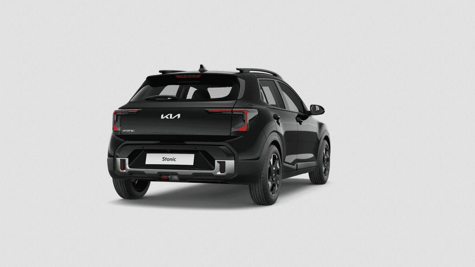 Kia Stonic rear three-quarter view in midnight black