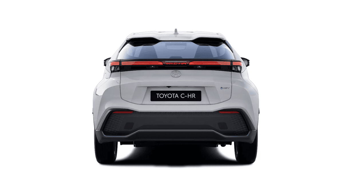 Toyota C-HR hybrid SUV rear view in white