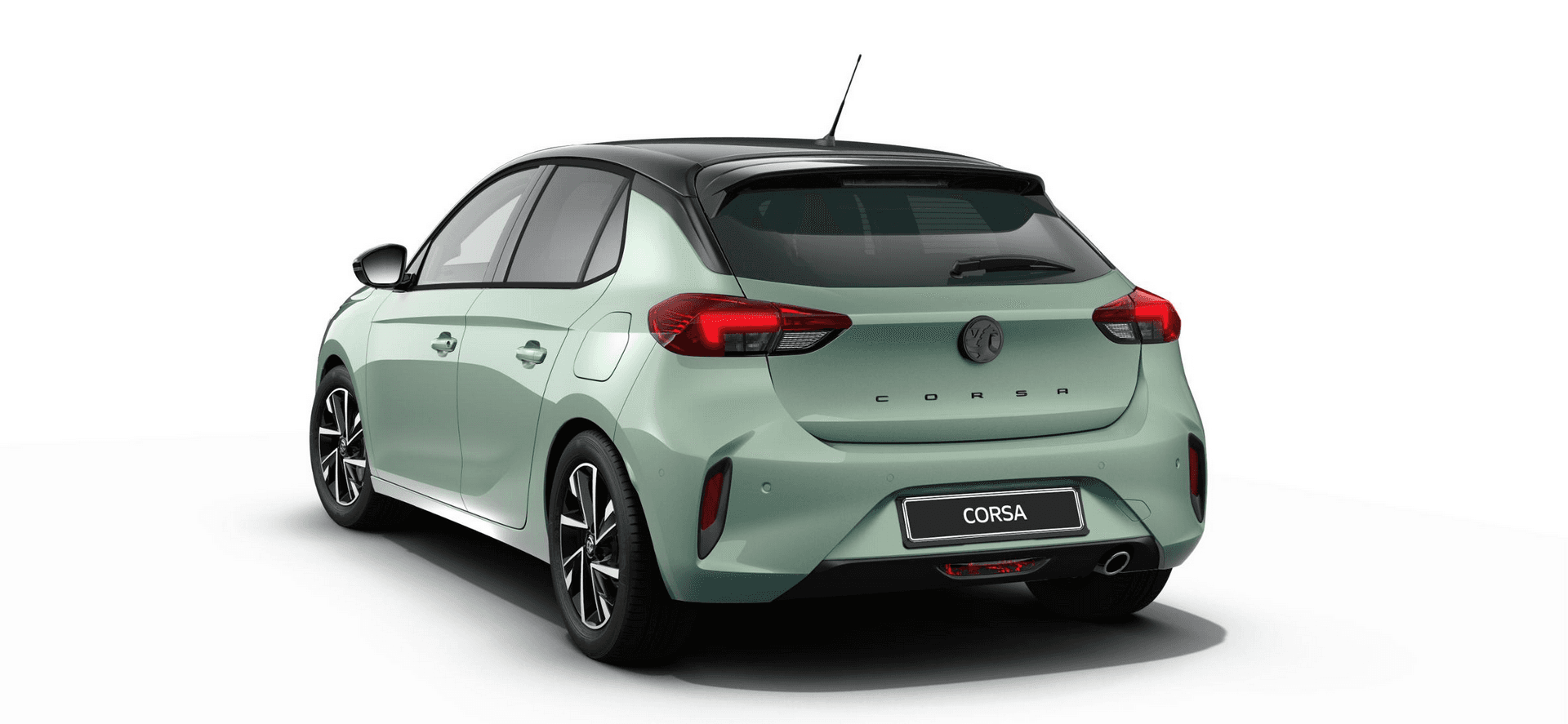 Vauxhall Corsa in eucalyptus green rear view