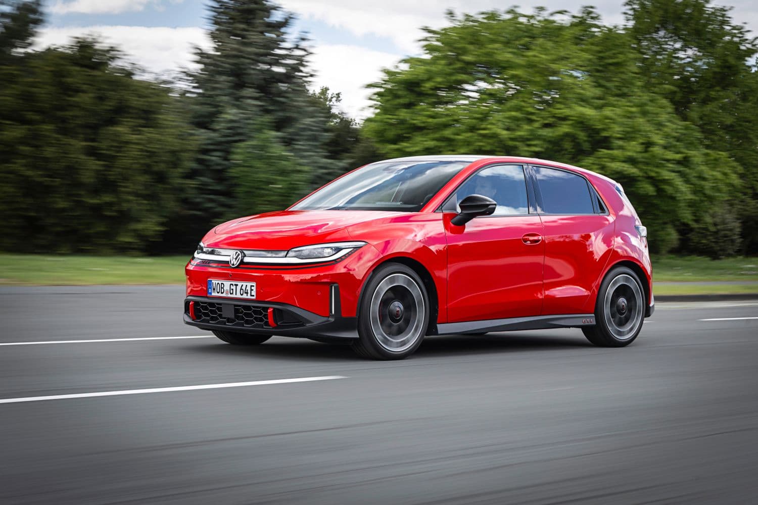 Volkswagen Polo GTI in tornado red on road passing
