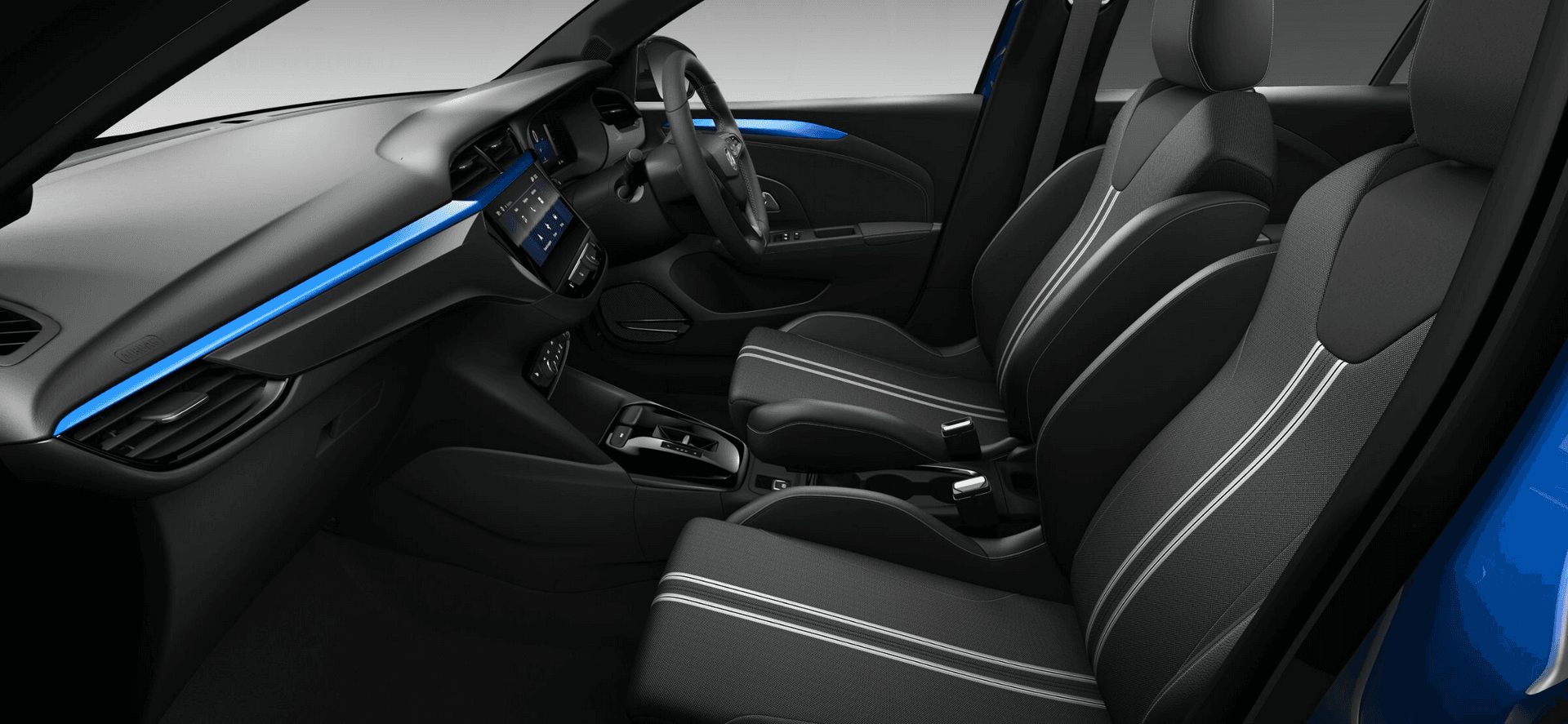 Vauxhall Corsa interior front seats cobalt blue